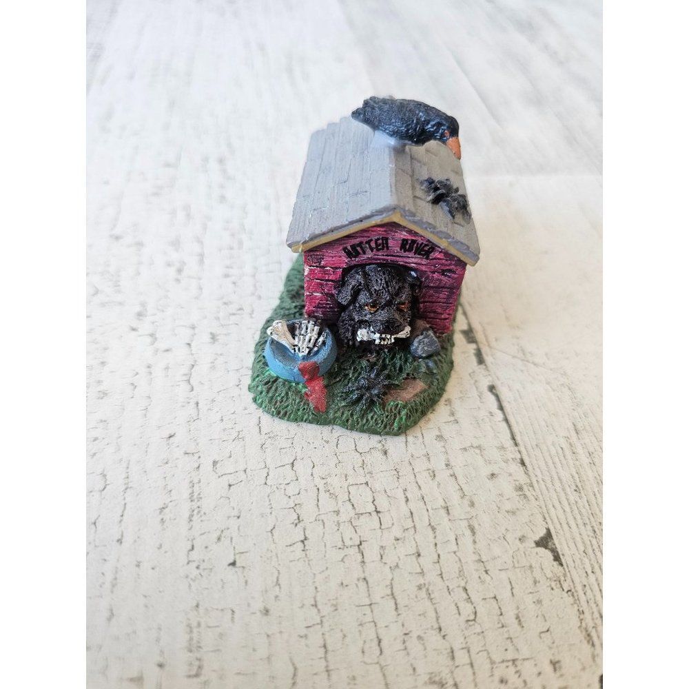 Lemax rotten rover dog doghouse puppy‎ crow Halloween village accessory